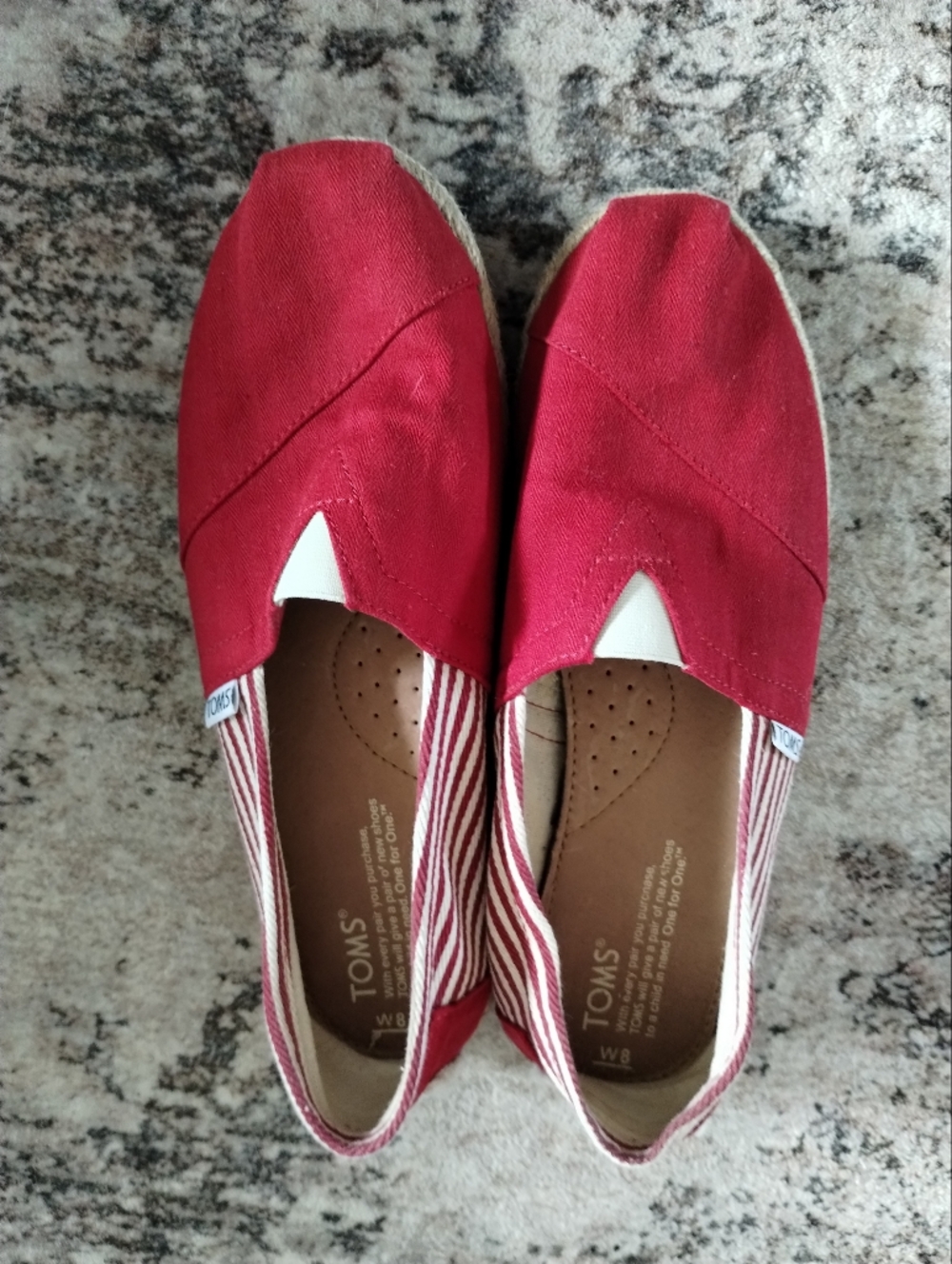 TOMS Red Canvas Espadrille Slip-Ons 8 - Picture 6 of 6